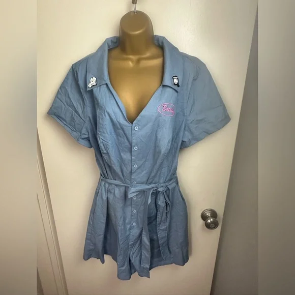 torrid X Betty & Veronica Chambray SpreadCollar Retro Button Front Romper NWT 18 - Picture 4 of 16